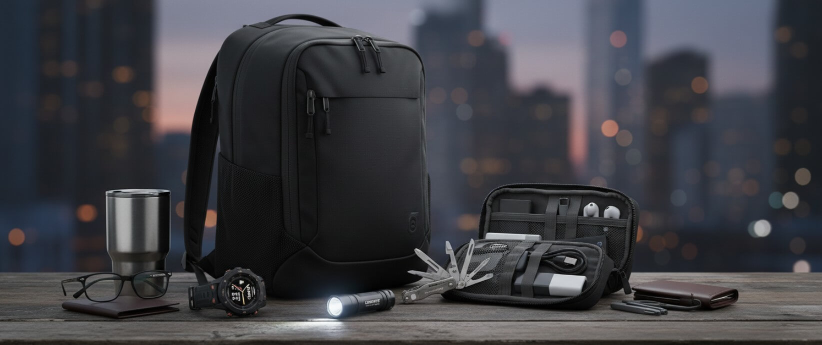 Nowoczesny zestaw edc do survivalu - plecak taktyczny multitool latarka i sprzęt outdoor